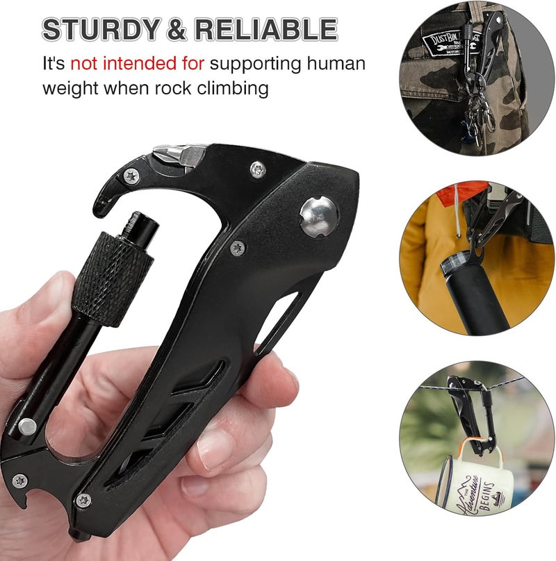 FUNBRO Multitool Carabiner with Pocket Knife, Stocking Stuffers Gifts for Men, EDC Carabiners with Folding Knives, Bottle Opener, Window Breaker and Screwdriver, Survival Gear for Camping Hiking - Image 5